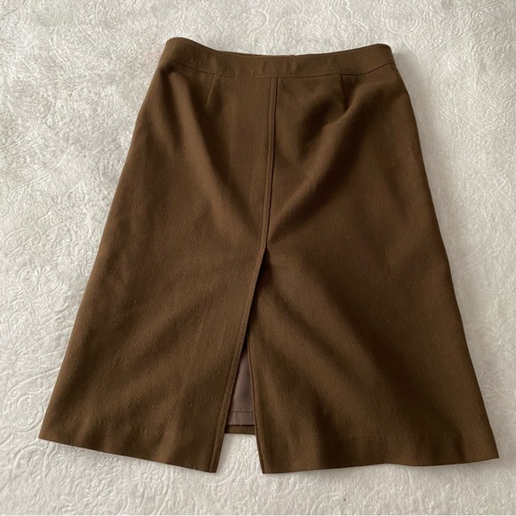 Parted Front & Back Brown Pencil Skirt - Picture 8 of 10